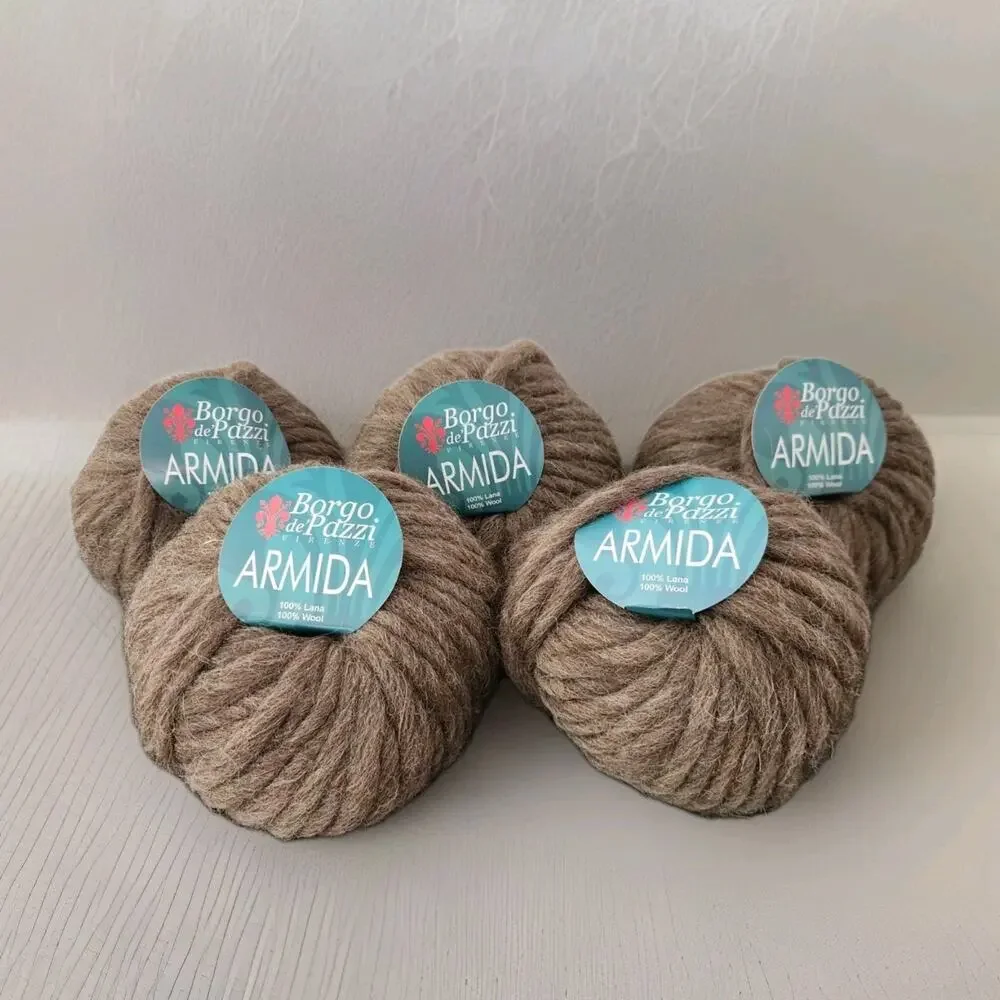 Borgo de Pazzi Armida Yarn Lot 5 100% Wool Bulky Chunky Brown Made Italy